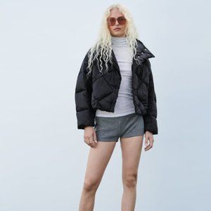Zara Water Repellent Puffer Jacket in Black
